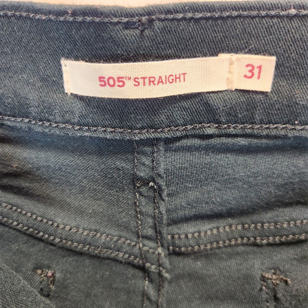 Levis 505 Regular Fit Straight Leg Jeans Men`s W31 L32 Green Denim 15505-0180 - Picture 3 of 11
